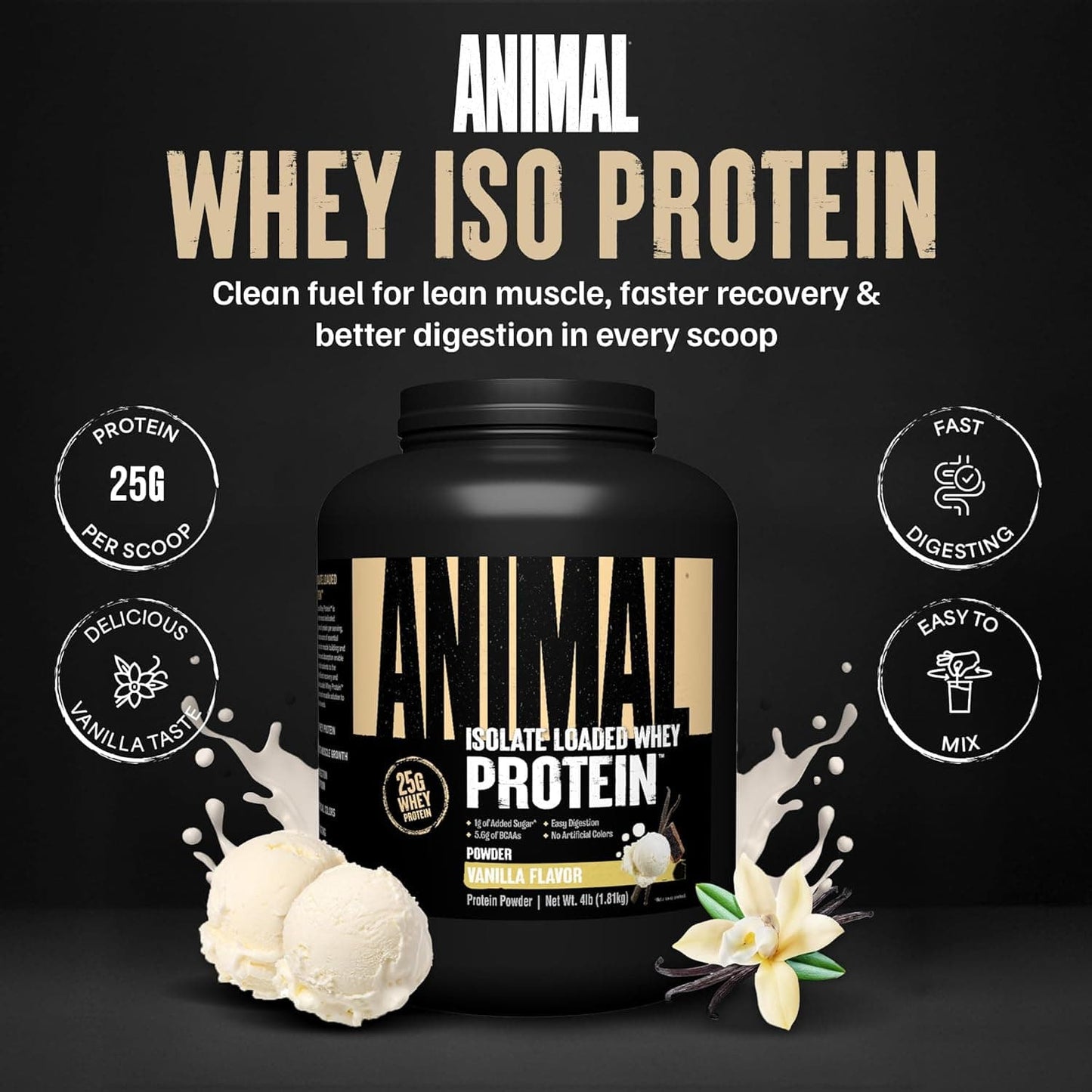 Animal Isolate Loaded Whey Protein Powder 4lb