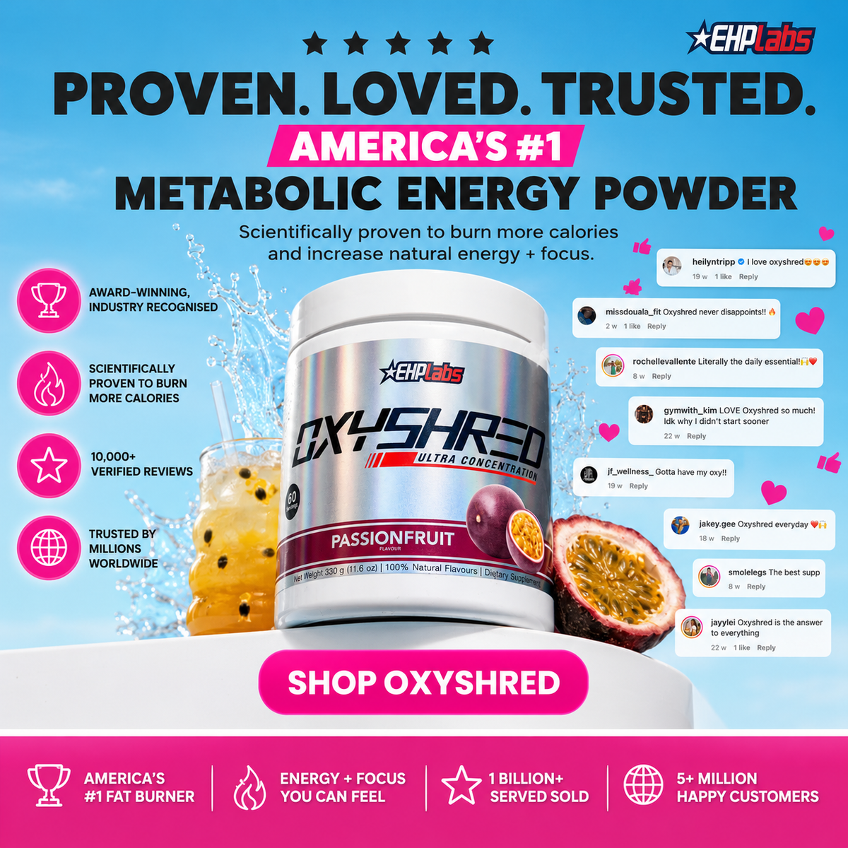 EHPLabs Oxyshred Thermogenic Fat Burner- Caffeinated
