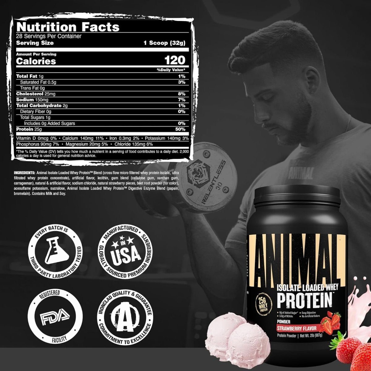 Animal Isolate Loaded Whey Protein Powder 2lb